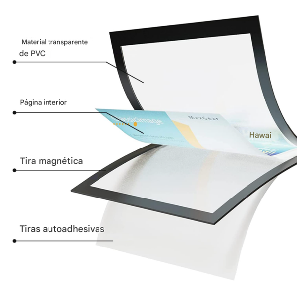 Marco Magnético Plástico A4 Funda Protección De Documentos