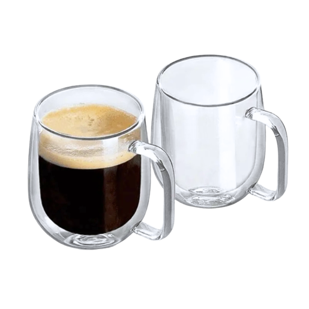 Set 2 Taza De Doble Cubierta De Vidrio 250ml Mug