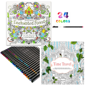 Set Mandalas Para Colorear + Lápices Tiralinea 24 Colores