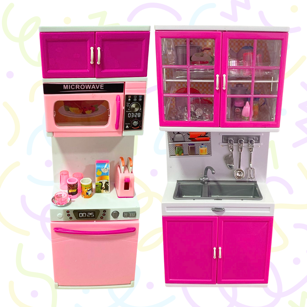 Cocina Para Muñecas Barbies De 30cm Luz Sonido