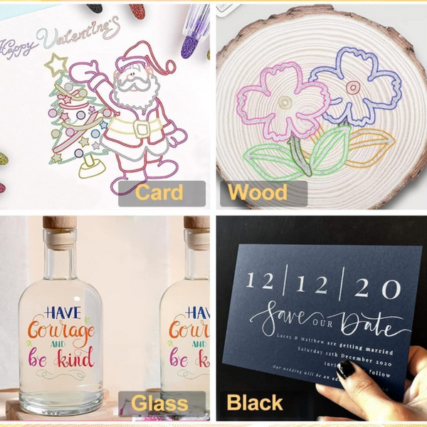 Set 12 Plumones Lettering Contorno Metalizado Outline