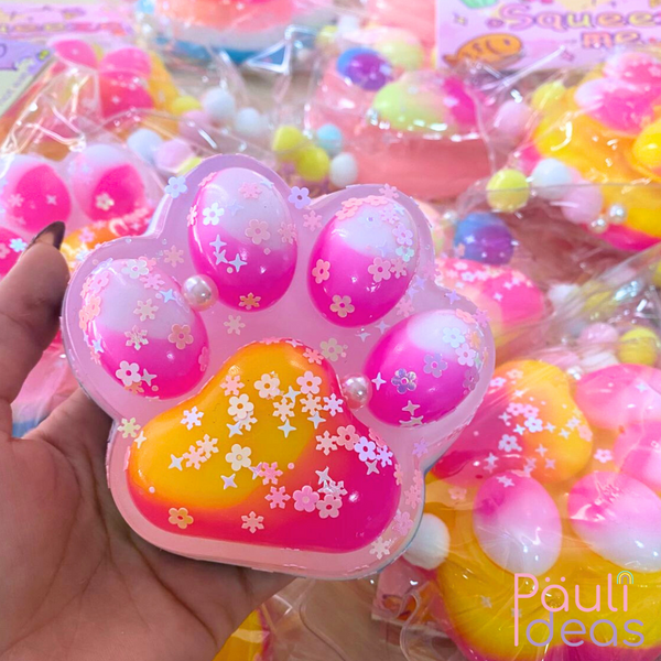 Squishy Patita De Gato Grande Pegajosa Con Luz Led