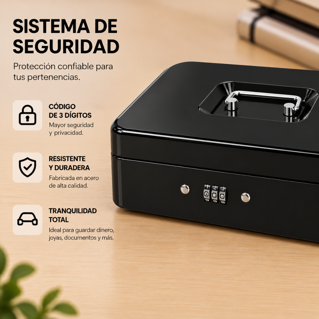 Caja Fuerte Dinero Metálica 30cm X 24cm Combinación Clave