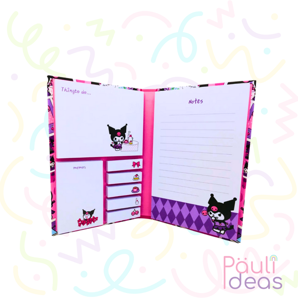 Libretas De Notas Kuromi Con 2 Lápices Set De 3 Piezas