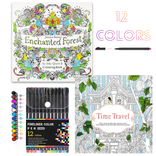 Set Mandalas Para Colorear + Lápices Tiralinea 12 Colores