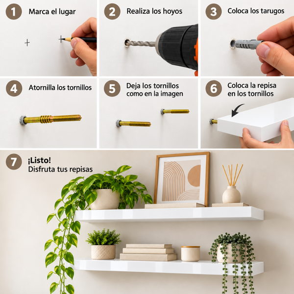 Repisa Flotante De Pared MDF 50 Cm Estante Decorativo