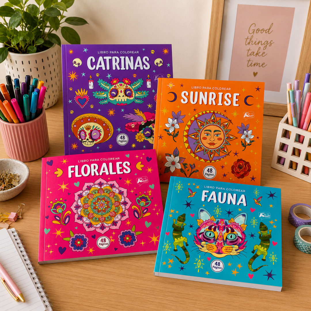 Set De 4 Libros Mándalas Antiestrés Para Colorear