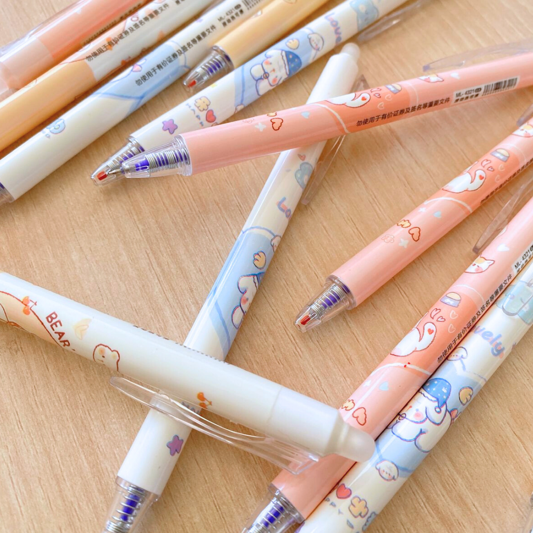 Pack 12 Lápices Tinta Gel 100% Borrable Diseño Kawaii