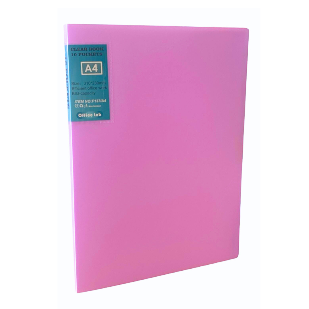 Carpeta Archivadora Color Pastel 10 Fundas Transparentes A4