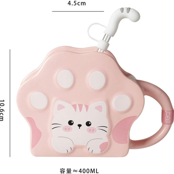 Taza Con Bombilla de Gatito Kawaii