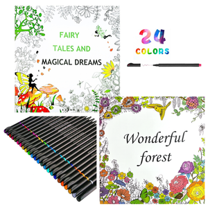 Set Mandalas Para Colorear + Lápices Tiralinea 24 Colores