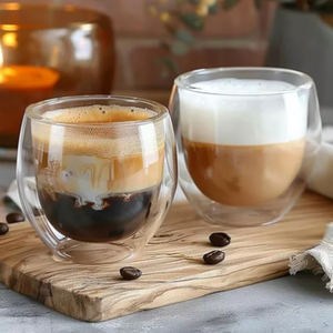 Set De 2 Tazas De Vidrio Doble Cubierta 80 Ml Mug