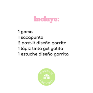 Set Estuche Y Papelería Kawaii Tierna Gato Palta Cactus