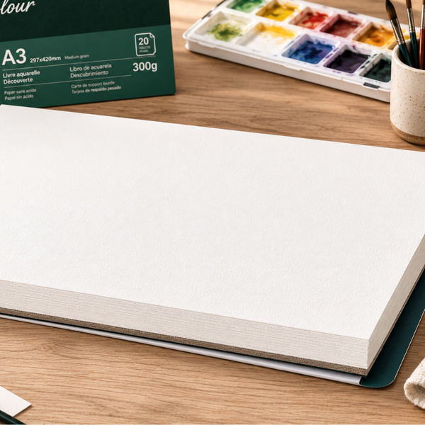 Croquera Block para Acuarela A3 300gsm con Algodón