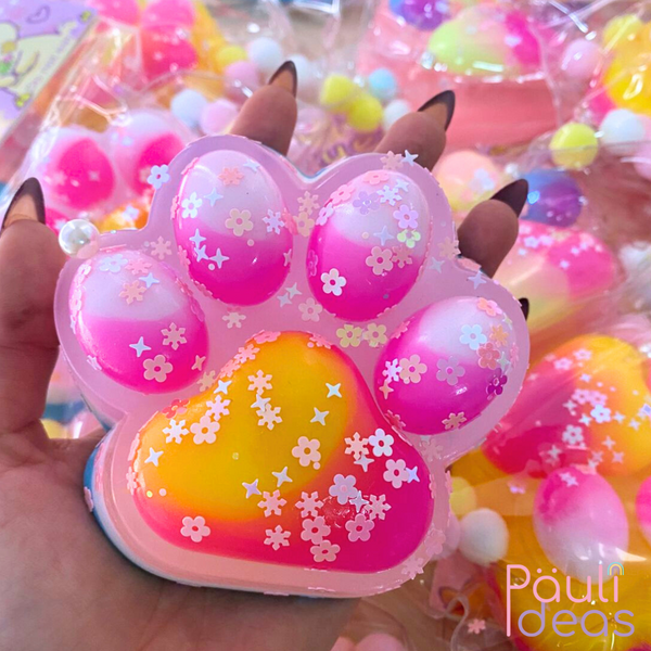 Squishy Patita De Gato Grande Pegajosa Con Luz Led