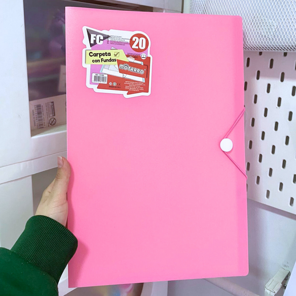 Carpeta Archivadora Tamaño Oficio Con 20 Fundas Transparente