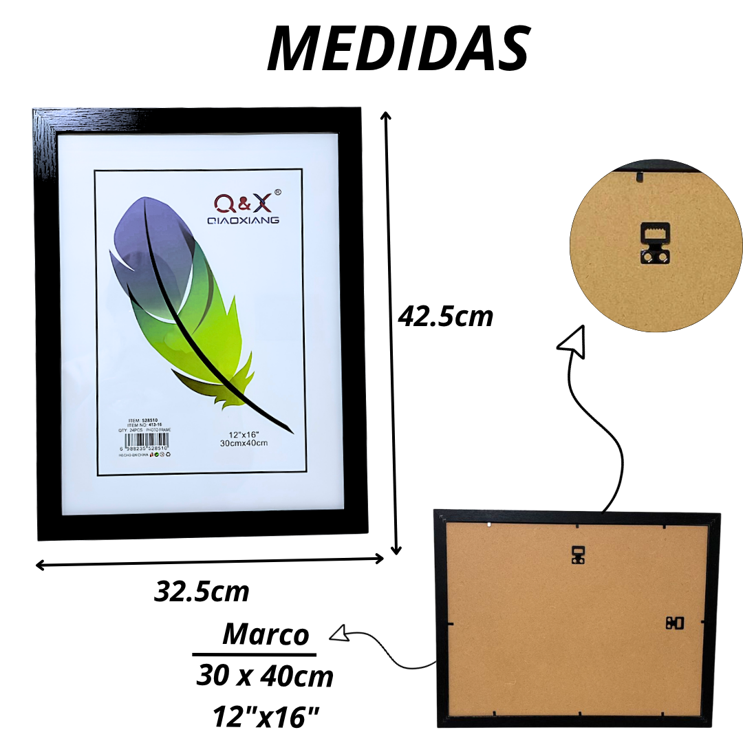 Marco Para Foto 30x40 Cm Decorativo De Madera
