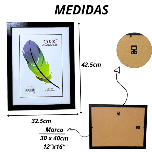 Marco Para Foto 30x40 Cm Decorativo De Madera