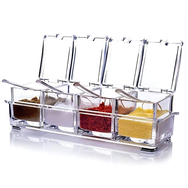 Organizador de Condimentos Transparente - 4 Compartimientos
