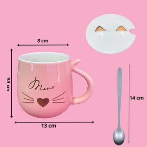 Set De 2 Tazas Mug Tazón De Gatito Tiernos Apilables