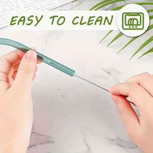 Set De 4 Bombillas Pajillas De Vidrio + 1 Cepillo