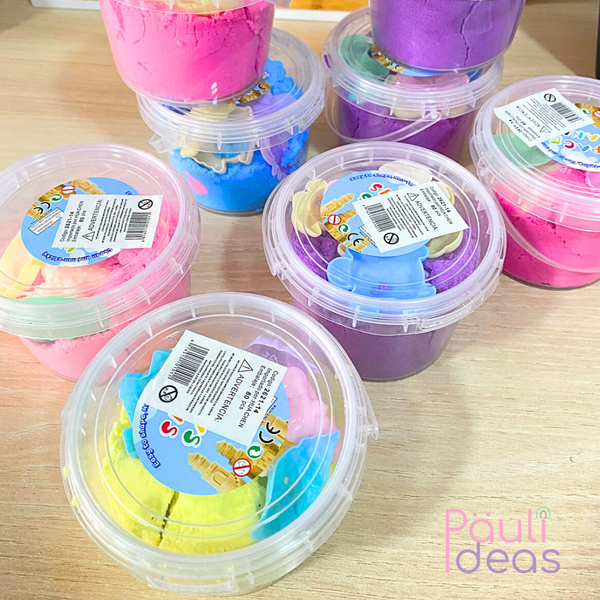 Arena Mágica Didáctica Infantil Con Moldes Set De 2 Potes