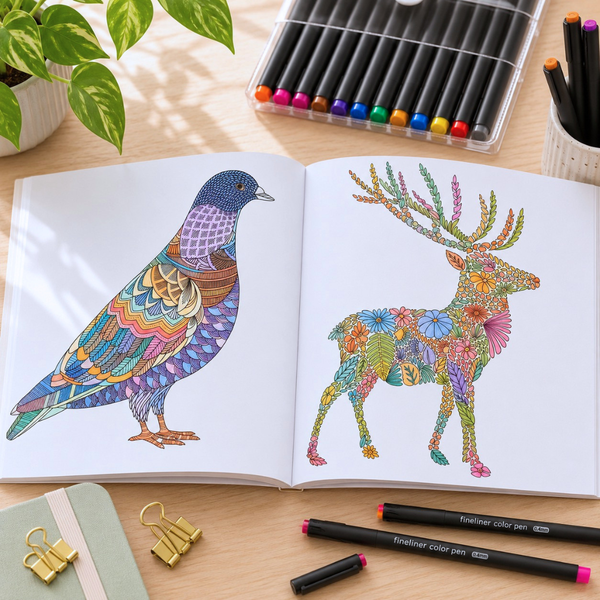 Set Mandalas Para Colorear + 12 Lápices Tiralinea Colores