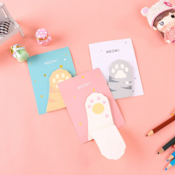 Notas Adhesivas de Patita de Gato Kawaii Set de 3