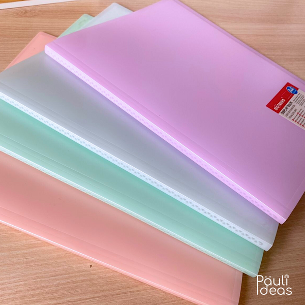 Carpeta Archivadora Color Pastel 20 Fundas Transparentes A4