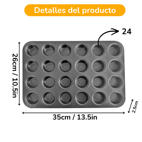 Molde Para 24 Mini Cupcakes Bandeja De Repostería