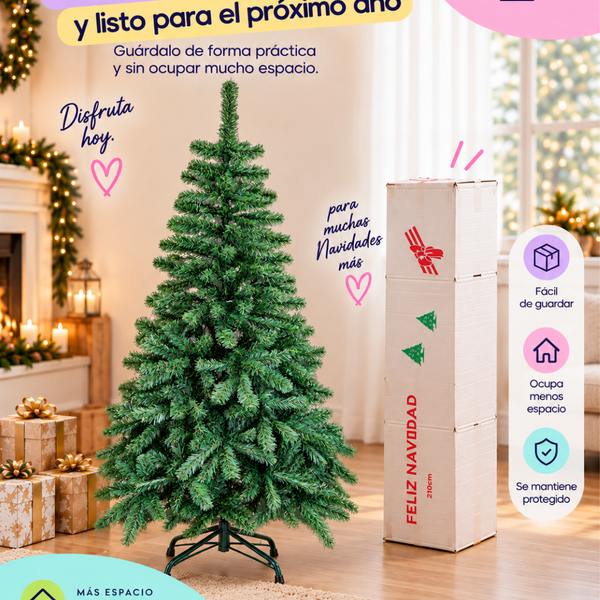 Árbol de Navidad Artificial 150 cm Ramas frondosas con Base Metálica