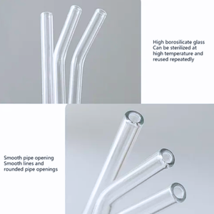 Bombillas De Vidrio Trasparente Set 6 Pajillas + 1 Cepillo