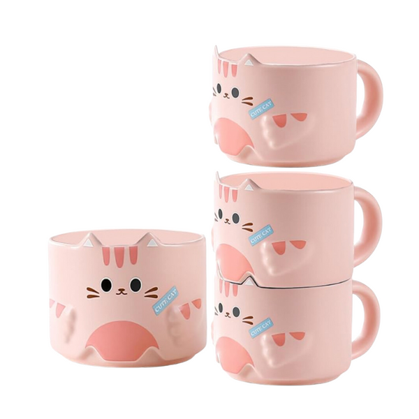 Tazón Apilable de Cerámica Diseño Gatito Kawaii