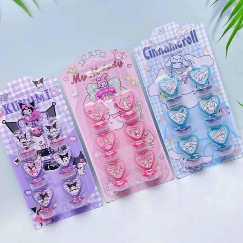 Set Timbres Sellos Diy Kawaii Kuromi My Melody Cinnamonroll