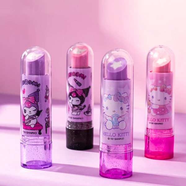 Goma de Borrar Retráctil Kuromi con Forma de Lápiz Labial