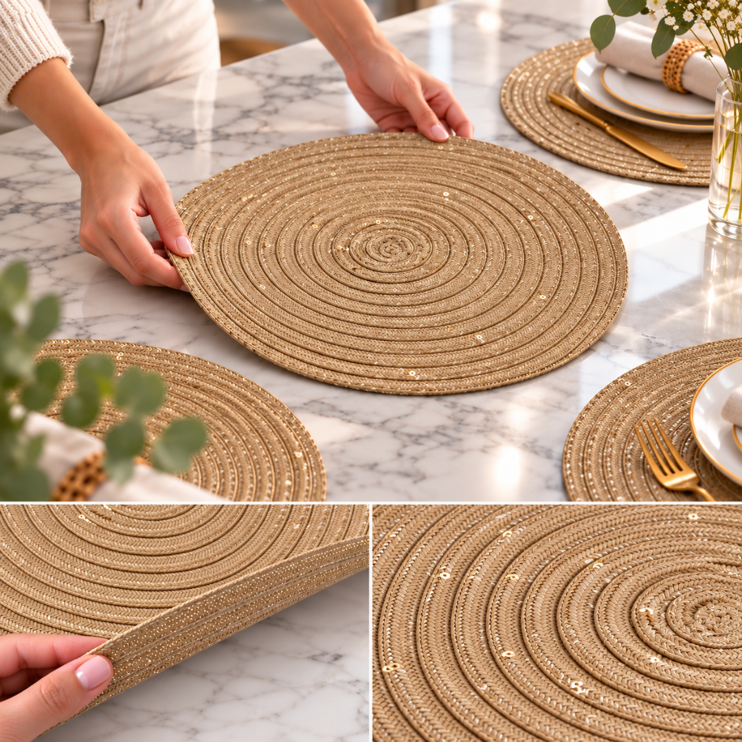 Individuales De Mesa Redondos Trenzados 38 Cm Set 4