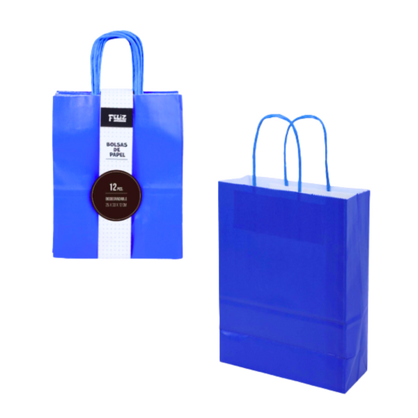 Bolsas De Papel Regalo Kraft Con Manilla Pack 12