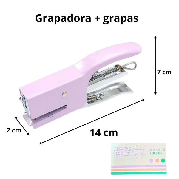 Corchetera Grapadora Kawaii Macaron Colores Pastel