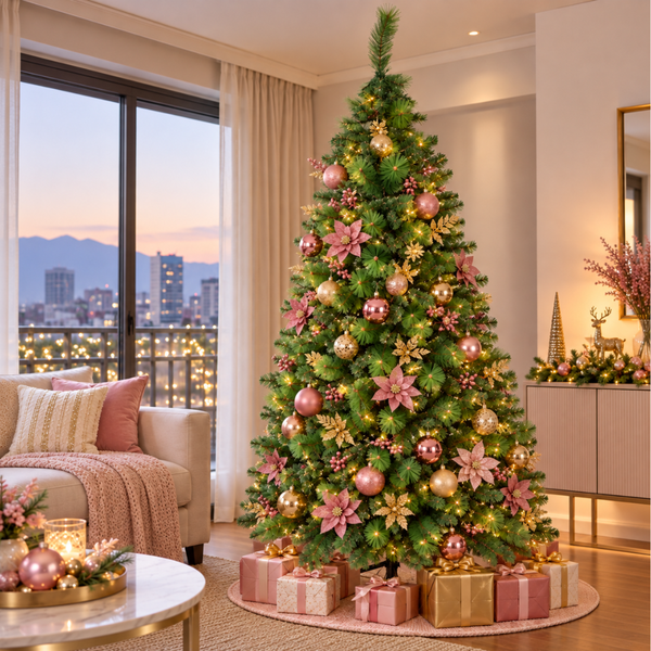 Árbol De Navidad Artificial 210Cm Frondoso Verde 2 Ramas