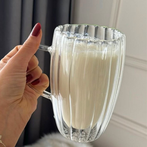 Set 2 Taza De Doble Cubierta De Vidrio Grandes 450ml Mug