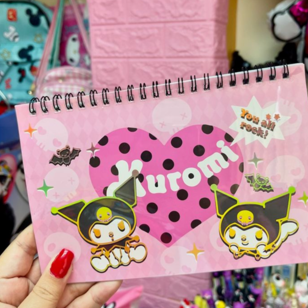 Libreta 430 Stickers De Kuromi / Hello Kitty