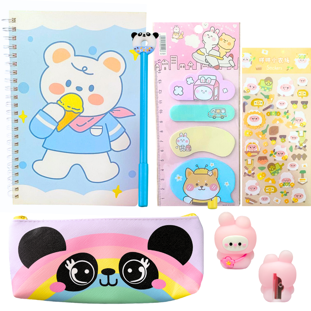 Set De Papelería Kawaii Tierna Osito