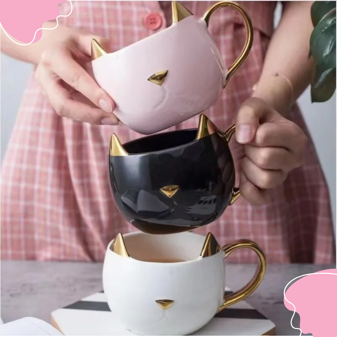 Tazón Mug Taza De Gatito Kawaii 360 Ml