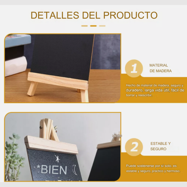 Mini Pizarras De Madera Con Base Para Decoración Pack 2