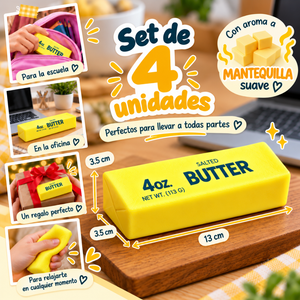 Juguete Squishy Antiestrés Mantequilla Butter Set 4 Unidades