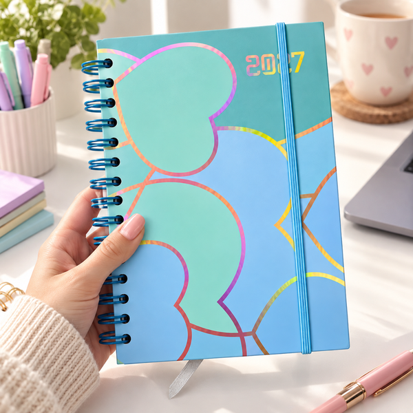 Agenda 2027 A5 Anillada Tapa Dura Planificador Diario Kawaii