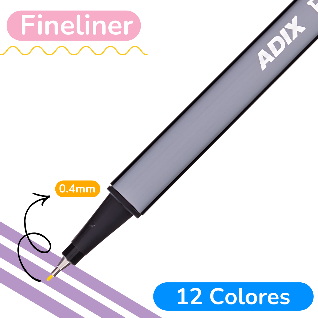 Lápices Tiralíneas Fineliner Colores 0.4 Mm Set De 12