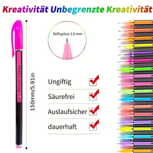 Cuaderno Hojas Negras + 12 Lápices Tinta Gel Neón