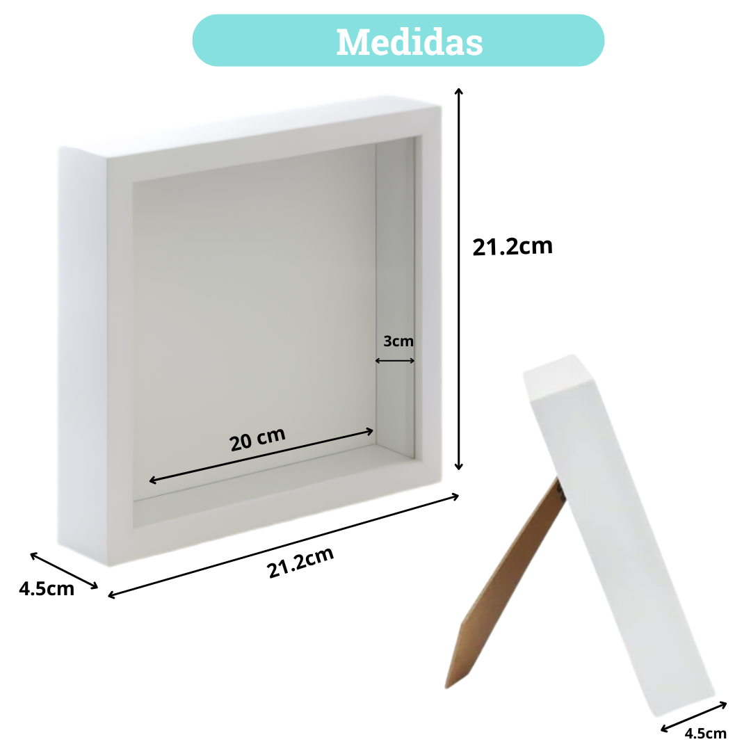 Marco Shadow Box Para Foto 20x20 Cm Profundidad 3 Cm Madera
