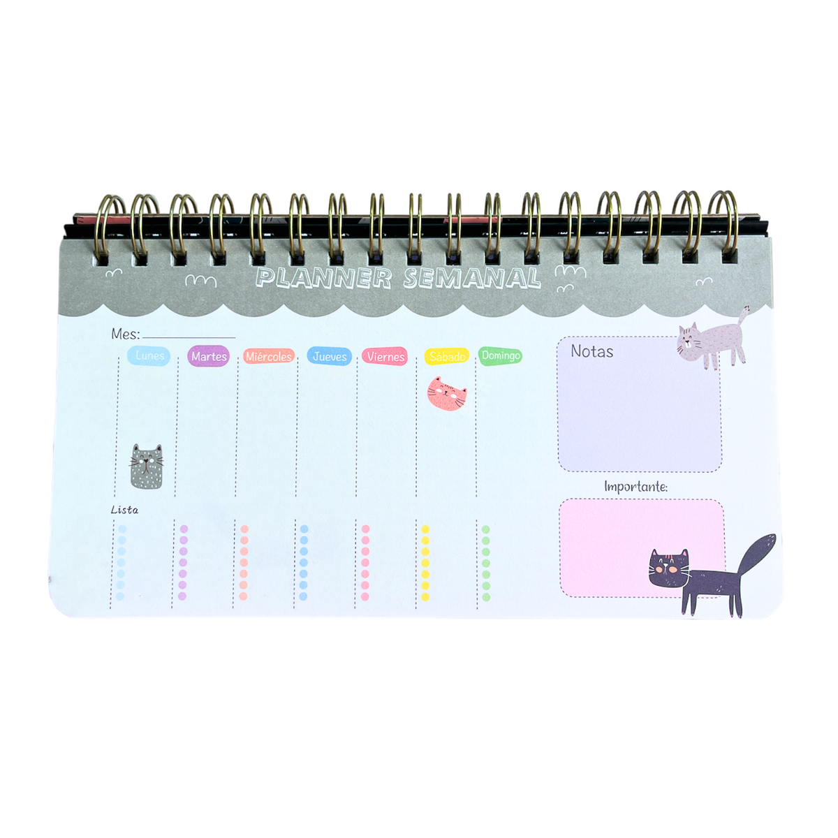 Planners Semanal Plegable Gatitos Kawaii